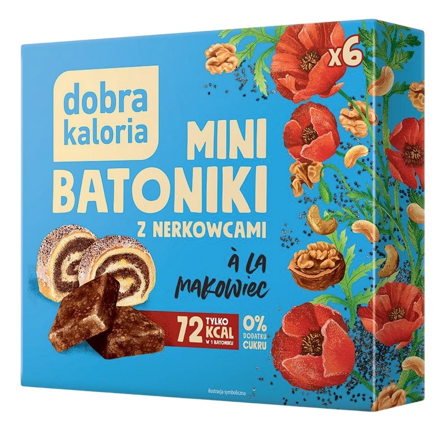 DOBRA KALORIA Mini batoniki a'la makowiec z nerkowców (6x18g) KUBARA