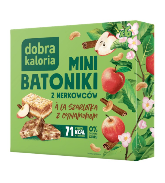 DOBRA KALORIA Mini batoniki a'la szarlotka z cynamonem z nerkowców (6x17g) KUBARA
