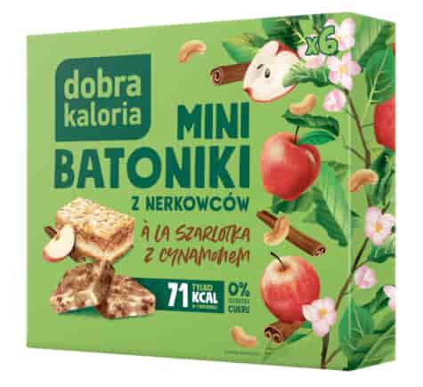 DOBRA KALORIA Mini batoniki a'la szarlotka z cynamonem z nerkowców (6x17g) KUBARA