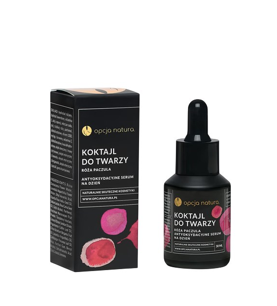 Koktajl do twarzy róża paczula 30ml OPCJA NATURA - antyoksydacyjne serum na dzień