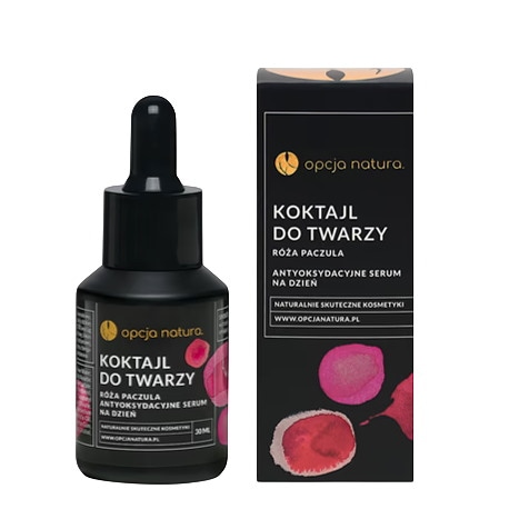 Koktajl do twarzy róża paczula 30ml OPCJA NATURA - antyoksydacyjne serum na dzień
