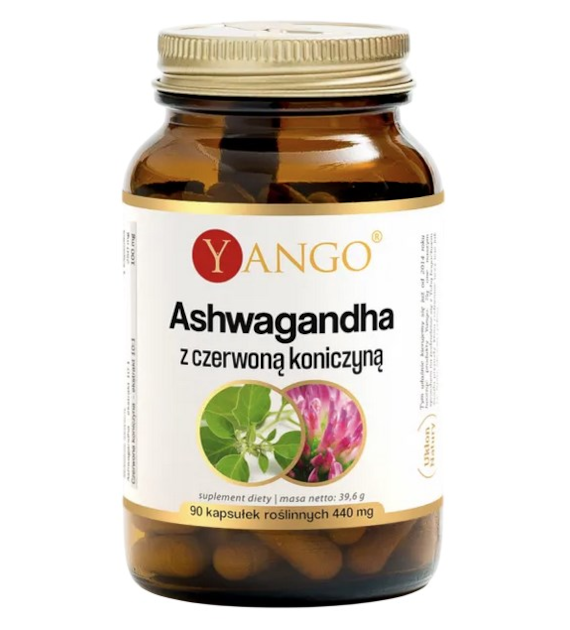 YANGO Ashwagandha z czerwoną koniczyną - ekstrakty 90 kaps.