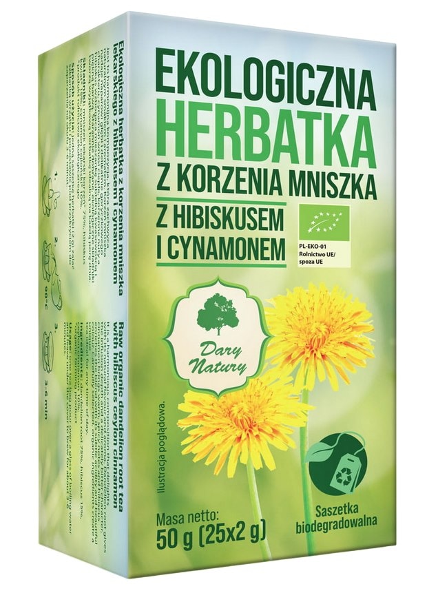 Herbatka z korzenia mniszka z hibiskusem i cynamonem fix BIO 25*2g DARY NATURY