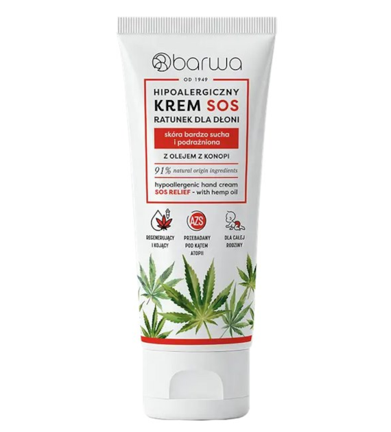 Hipoalergiczny krem do rąk SOS z olejem z konopi 75ml BARWA