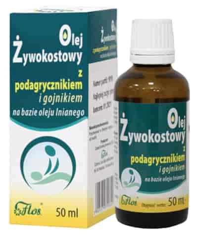 Olej żywokostowy z podagrycznikiem i gojnikiem na bazie oleju lnianego 50ml FLOS