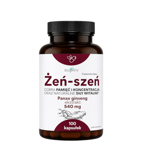 Żeń-szeń Panax ginseng ekstrakt 540mg, 100 kaps. SUPLIIV