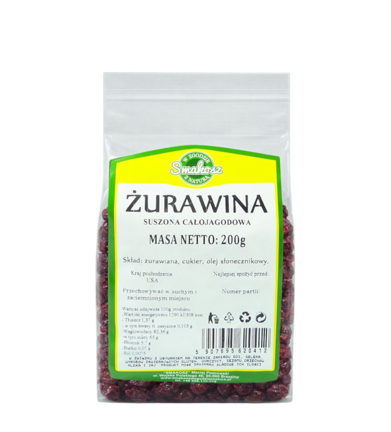 SMAKOSZ Żurawiny CAŁE kandyzowane 200g