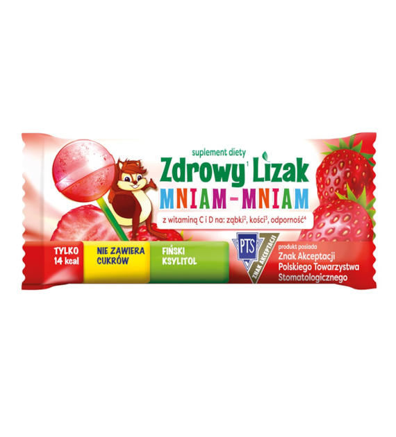 Zdrowy lizak Mniam-Mniam bez cukru truskawka 1 szt. STARPHARMA