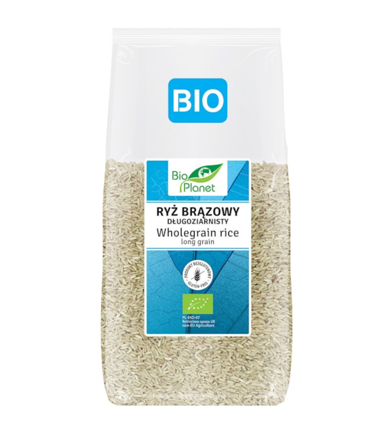 BIO PLANET Ryż brązowy długoziarnisty bezglutenowy BIO 500g