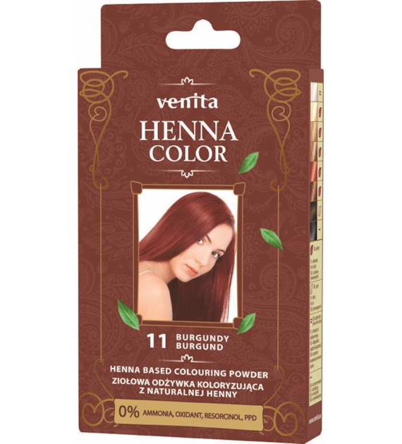 VENITA henna proszek nr 11 burgund 25g - ziołowa odżywka koloryzująca
