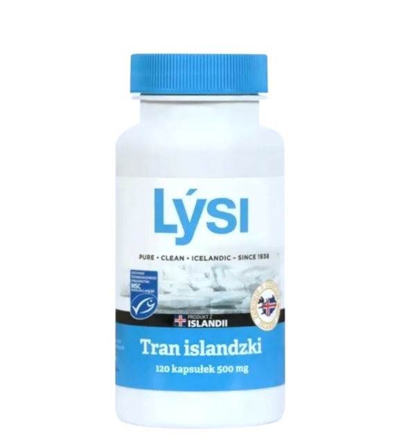 LYSI Tran islandzki w kapsułkach 500mg, 120 kapsułek