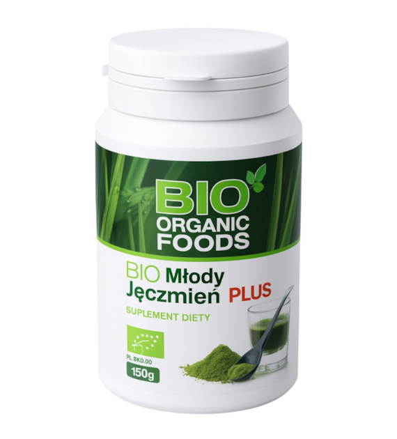BIO Młody jęczmień PLUS 150g BIO ORGANIC FOODS (jęczmień, lucerna, pszenica, owies, kamut)