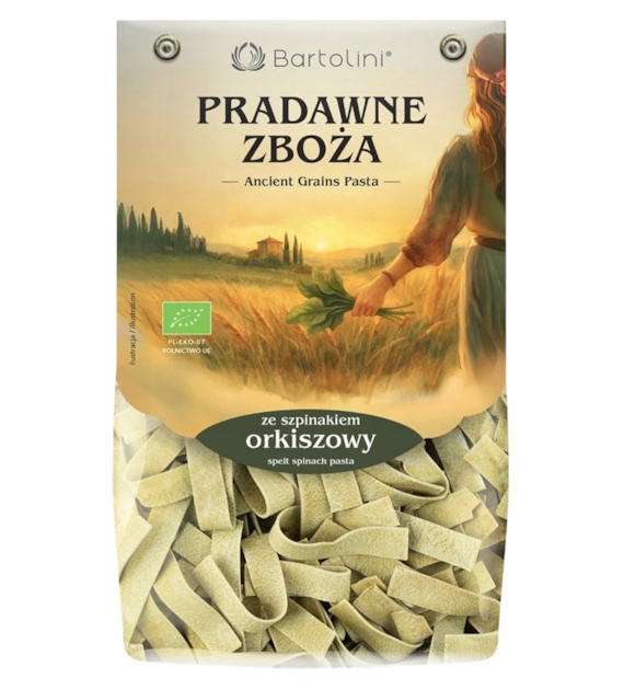 BARTOLINI Makaron orkiszowy ze szpinakiem wstążka BIO 250g