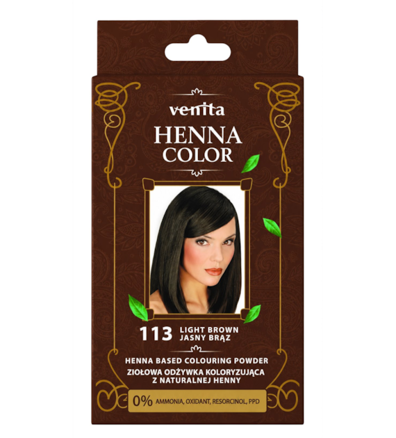 VENITA henna proszek nr 113 jasny brąz 25g - ziołowa odżywka koloryzująca