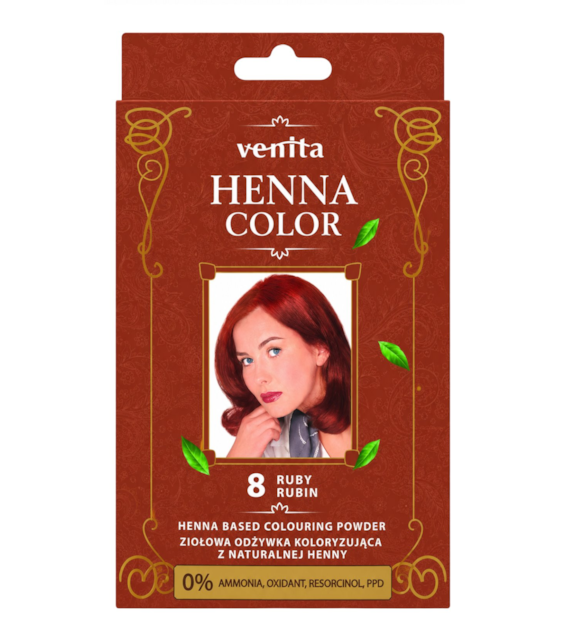 VENITA henna proszek nr 8 rubin 25g - ziołowa odżywka koloryzująca