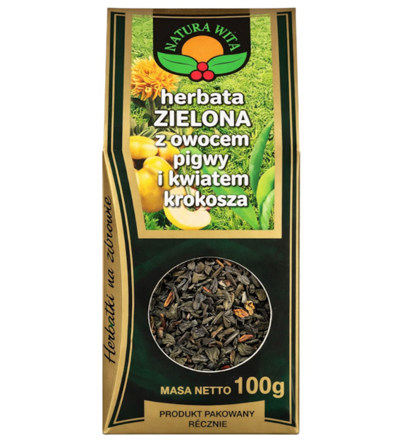 NATURA-WITA Herbata zielona z owocem pigwy i kwiatem krokosza 100g