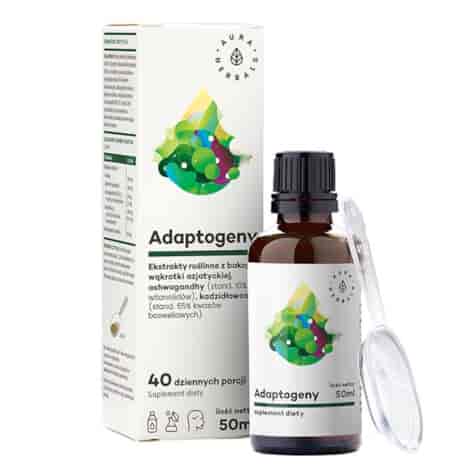 AURA HERBALS Adaptogeny - bakopa, wąkrota, ashwagandha, kadzidłowiec - płyn 50ml
