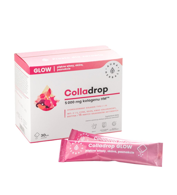 AURA HERBALS Colladrop GLOW saszetki - kolagen morski 5000mg, 30 sasz.