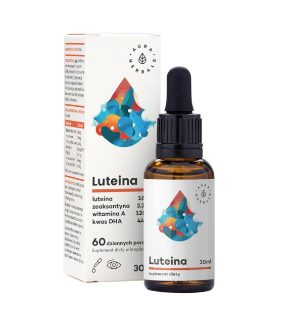 AURA HERBALS Luteina + Witamina A + DHA + Zeaksantyna - krople 30ml