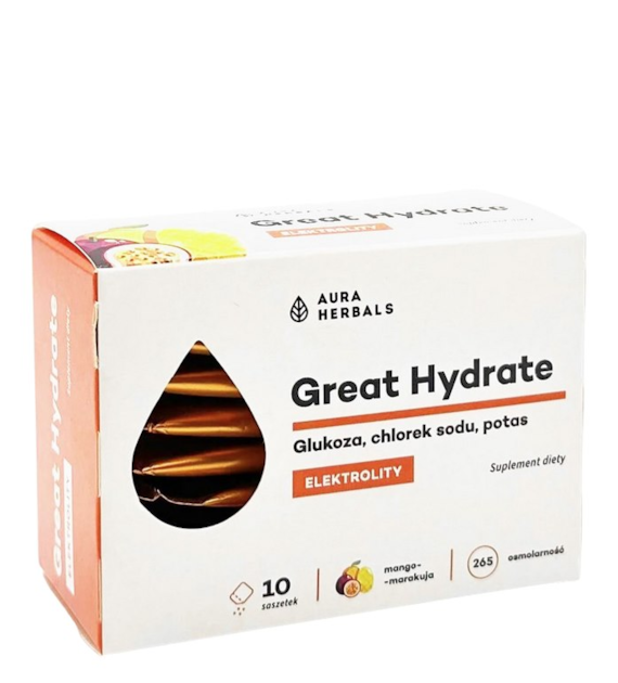 AURA HERBALS Elektrolity Great Hydrate mango-marakuja 10 saszetek