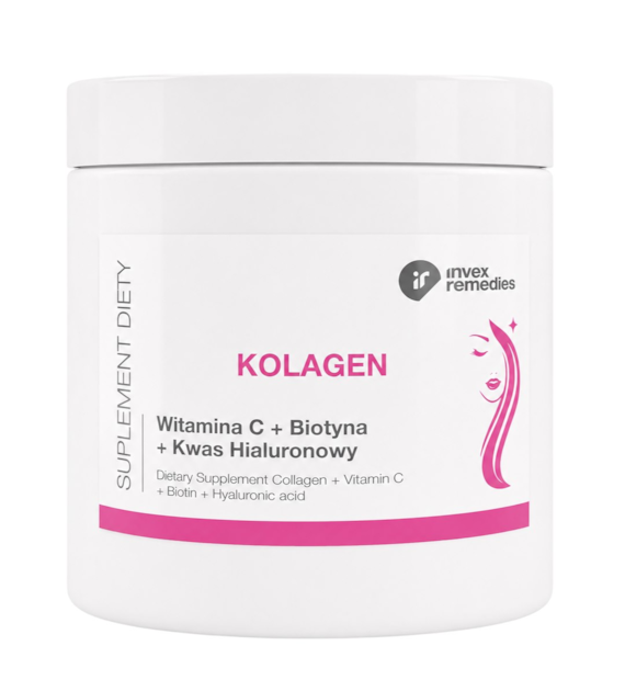Kolagen + witamina C + biotyna + kwas hialuronowy 184g INVEX REMEDIES