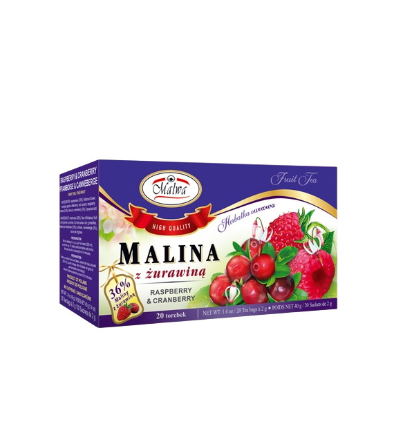Herbatka malina + żurawina 20*2g MALWA