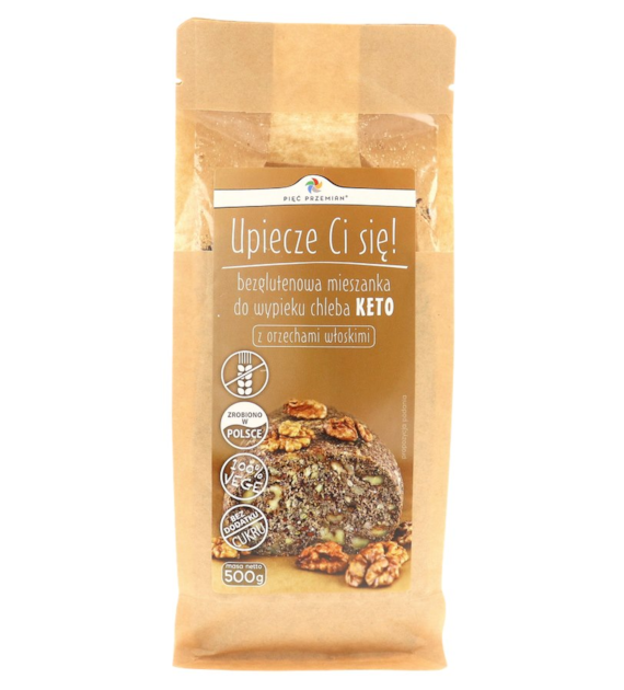 PIĘĆ PRZEMIAN Mieszanka do wypieku chleba KETO z orzechami włoskimi bezglutenowa 500g