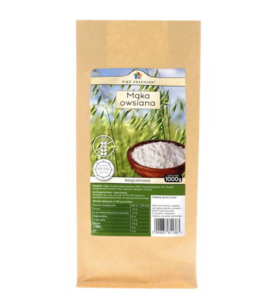 PIĘĆ PRZEMIAN Mąka owsiana bezglutenowa pełnoziarnista 1000g