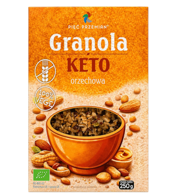 PIĘĆ PRZEMIAN Granola KETO orzechowa bezglutenowa BIO 250g