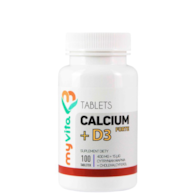 MyVita Calcium + D3 Forte 100tabl. - Cytrynian wapnia 400mg + D3 15mcg