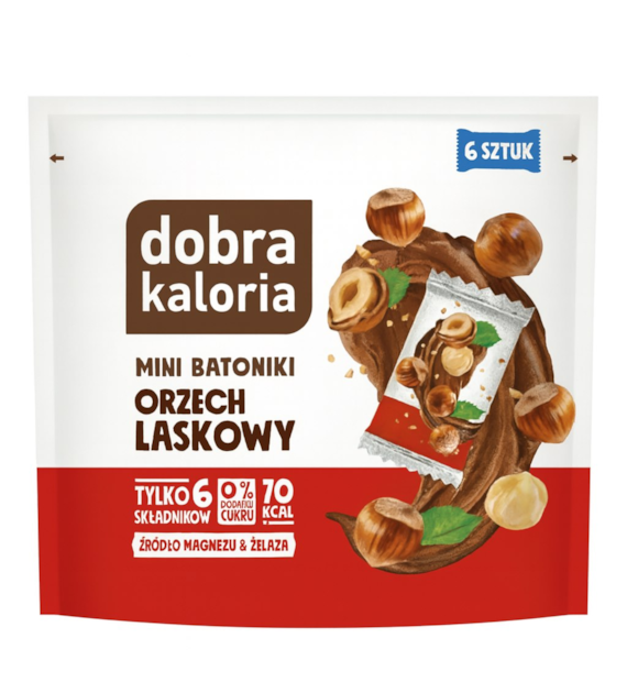 DOBRA KALORIA Mini batoniki orzech laskowy i czekolada 6x18g KUBARA