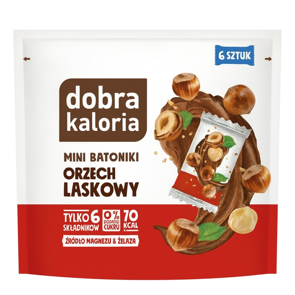 DOBRA KALORIA Mini batoniki orzech laskowy i czekolada 6x18g KUBARA