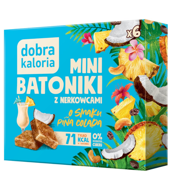DOBRA KALORIA Mini batoniki o smaku pina colada z nerkowców (6x17g) KUBARA