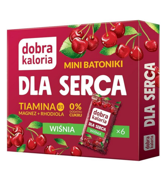 DOBRA KALORIA Mini batoniki DLA SERCA wiśnia + tiamina, magnez, rhodiola 6x17g KUBARA