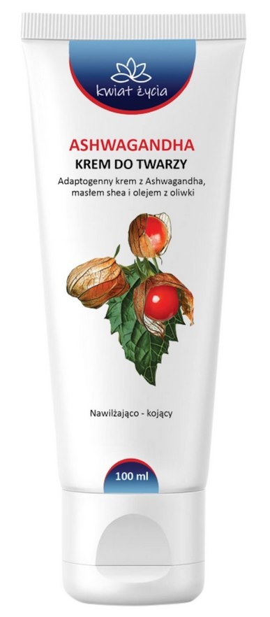 KWIAT ŻYCIA Krem do twarzy adaptogenny z ashwagandhą, masłem shea i olejem z oliwki 100ml