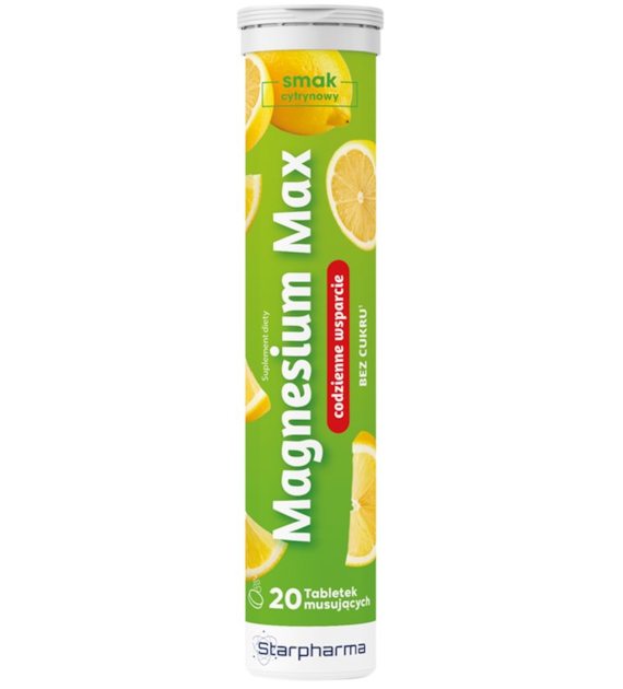 Magnesium Max 20 tabletek musujących bez dodatku cukru STARPHARMA