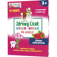 Zdrowy lizak Mniam-Mniam bez cukru na gardło 4+1 gratis STARPHARMA