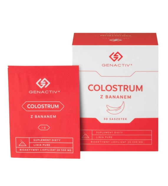 GENACTIV Colostrum z bananem saszetki 500mg, 30 sasz. - bioaktywny liofilizat 2h