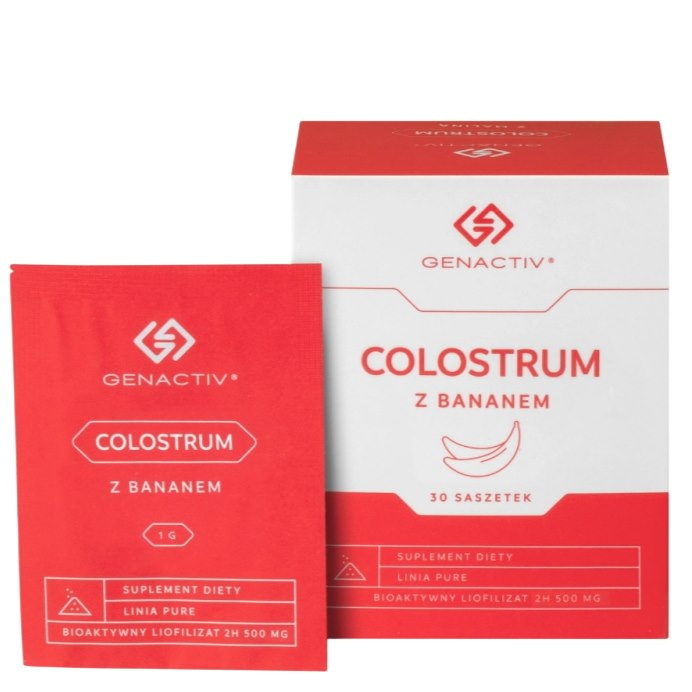 GENACTIV Colostrum z bananem saszetki 500mg, 30 sasz. - bioaktywny liofilizat 2h