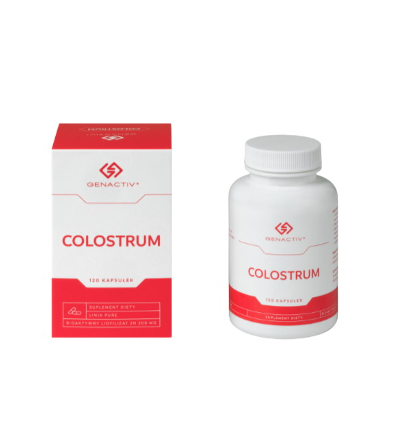 GENACTIV Colostrum kapsułki 200mg, 120 kaps. - bioaktywny liofilizat 2h