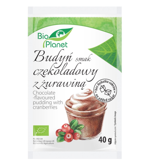 BIO PLANET Budyń o smaku czekoladowym z żurawiną BIO 40g