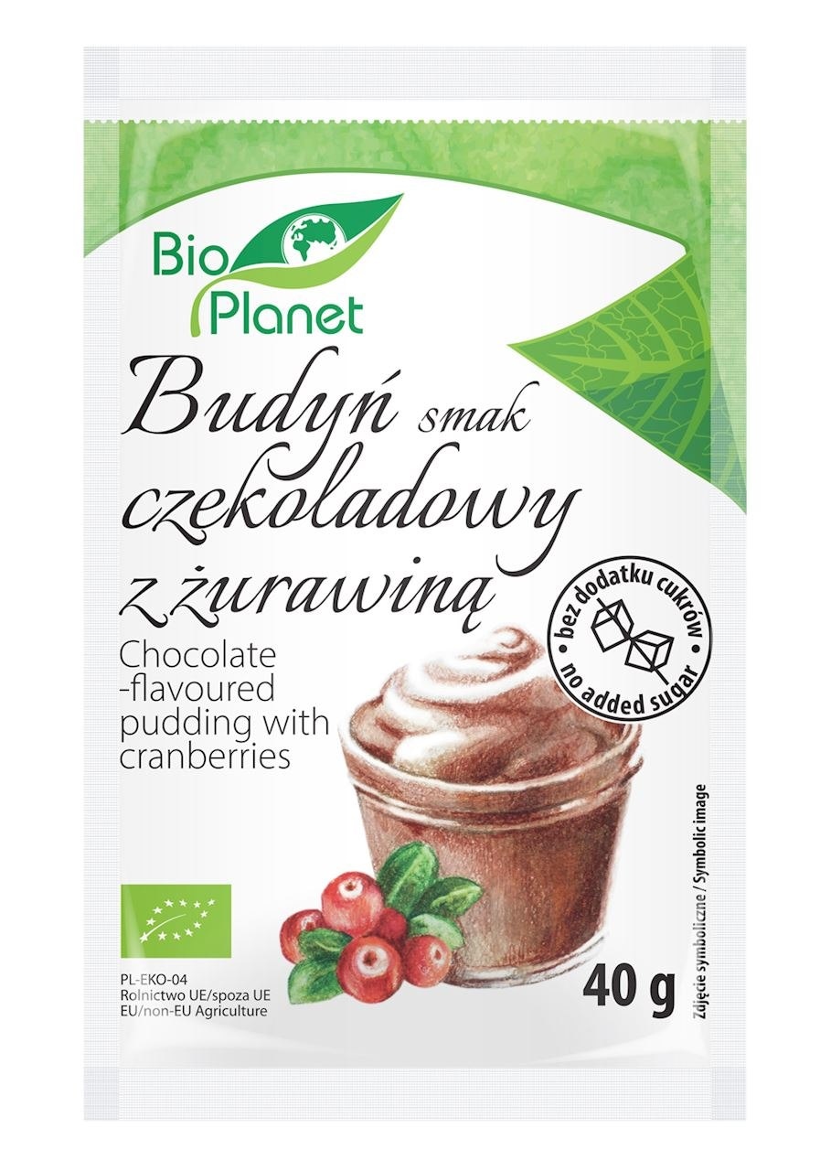 BIO PLANET Budyń o smaku czekoladowym z żurawiną BIO 40g