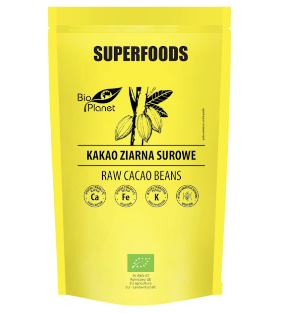 SUPERFOODS Kakao ziarna całe surowe BIO 200g BIO PLANET