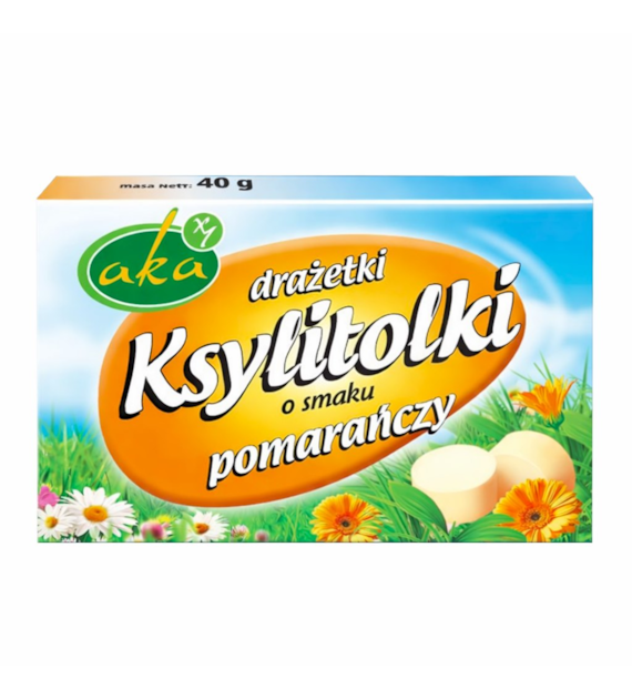 Ksylitolki drażetki pudrowe pomarańczowe 40g b/c AKA