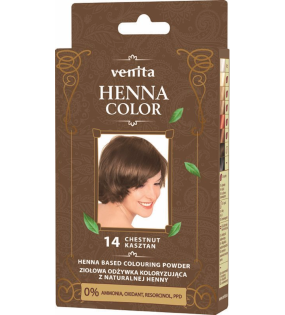 VENITA henna proszek nr 14 kasztan 25g - ziołowa odżywka koloryzująca