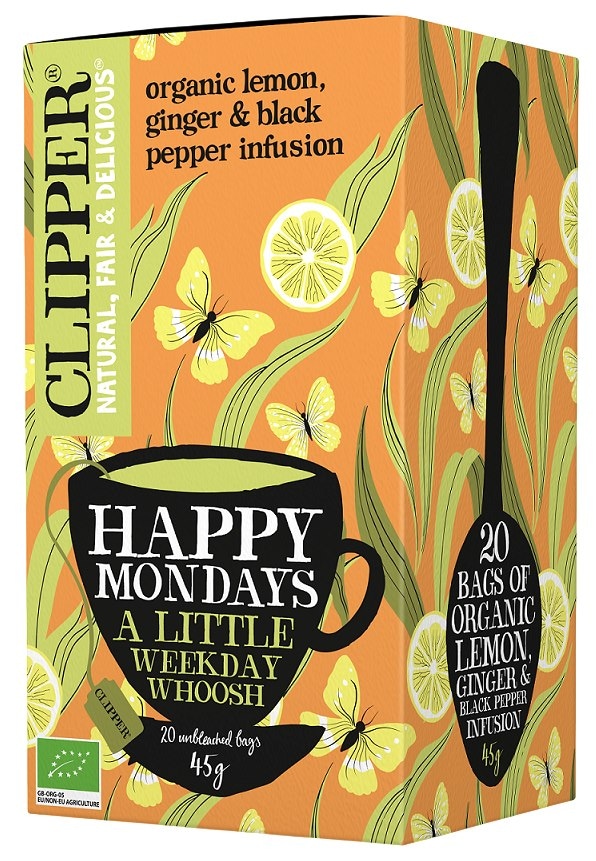 CLIPPER Herbatka Happy Mondays cytrynowa z imbirem i czarnym pieprzem BIO 20*2,25g