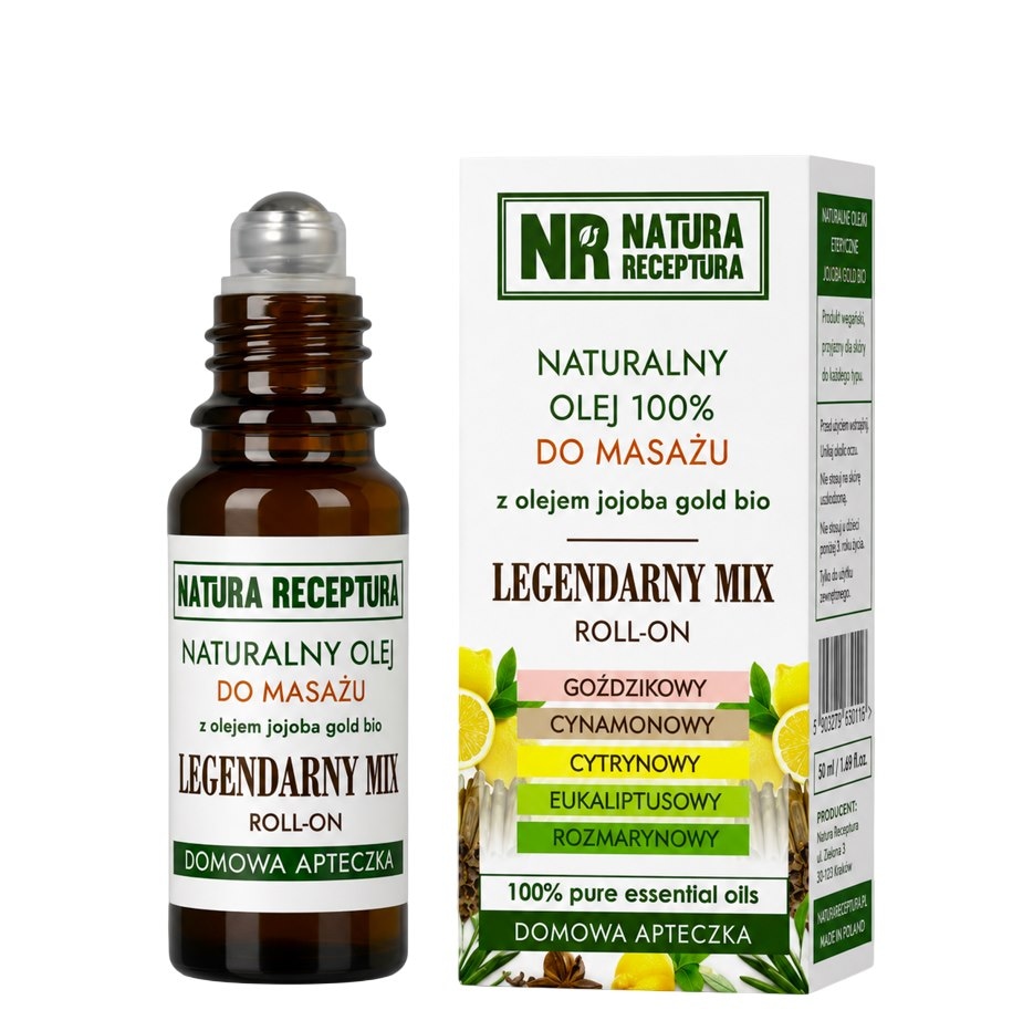Olej do masażu legendarny mix z olejem jojoba roll-on 10ml NATURA RECEPTURA
