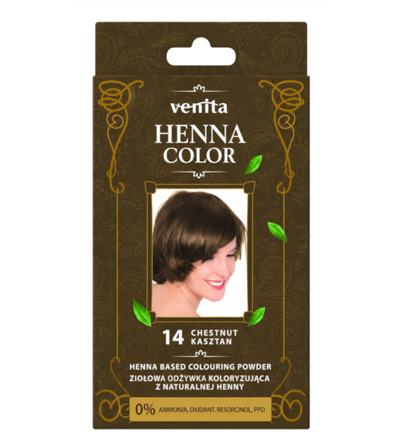 VENITA henna proszek nr 14 kasztan 25g - ziołowa odżywka koloryzująca