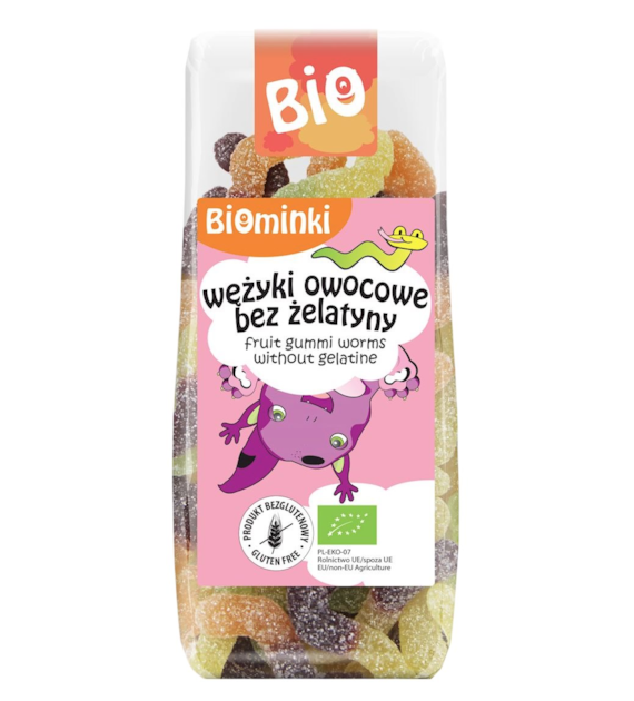 BIOMINKI Wężyki owocowe bez żelatyny bezglutenowe BIO 100g