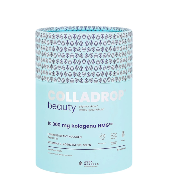 AURA HERBALS Colladrop BEAUTY saszetki - kolagen morski HMG smak ananas 10000mg, 30 sasz.